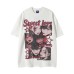 Retro Couple Cartoon Comic Print Short Sleeve T-Shirt Men's Summer Loose Casual Versatile Couple Top