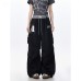 Grid splicing workwear quick drying paratrooper pants versatile wide leg pants