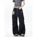 Grid splicing workwear quick drying paratrooper pants versatile wide leg pants