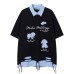 Retro Cute Dog Collar Fake Two-Piece Short Sleeve T-Shirt Men's Loose Casual Versatile Couple Top