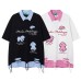 Retro Cute Dog Collar Fake Two-Piece Short Sleeve T-Shirt Men's Loose Casual Versatile Couple Top