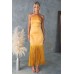 Solid color off shoulder fringe tight fitting hip hugging dress