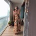Vintage Bohemian Print Strapless Dress