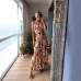 Vintage Bohemian Print Strapless Dress