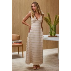 V-neck Textured Dress with French Retro Style