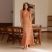 V-neck Textured Dress with French Retro Style