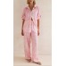 Printed cardigan shirt long pants set