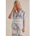 Printed cardigan shirt long pants set