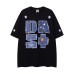Retro Denim Patch Embroidered Badge Short Sleeve T-Shirt Men's Oversize Casual Pure Cotton Couple Top