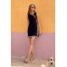 Printed round neck jumpsuit short skirt