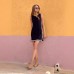 Printed round neck jumpsuit short skirt