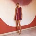 Printed round neck jumpsuit short skirt