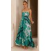 Printed large swing suspender dress