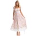 Floral waist cinching slim fit color blocked camisole jumpsuit long skirt