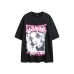 Wash and make old oil paintings printed figures loose short sleeves