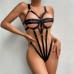 Sexy Lingerie with Lace Splicing and Steel Ring Backless Bodysuit