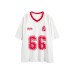 Printed distressed contrasting V-neck design with mesh sports short sleeves