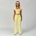 Color Block Trimmed High-Waisted Flared Fitted Yoga Set for Women Casual Outdoor Sports Suit