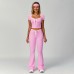 Color Block Trimmed High-Waisted Flared Fitted Yoga Set for Women Casual Outdoor Sports Suit