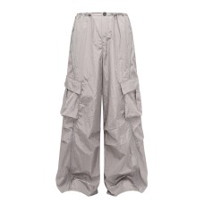 Multi-Pocket Work Pants Drawstring Loose Straight Trousers