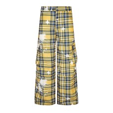 Letter Embroidery Plaid Long Pants