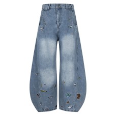 Graffiti Small Flower Flare Jeans Long Pants Graffiti Small Flower Flare Jeans Long Pants