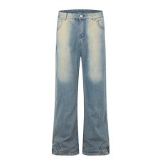 Retro gradient jeans men's wide leg loose straight leg floor length pants