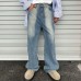 Retro gradient jeans men's wide leg loose straight leg floor length pants