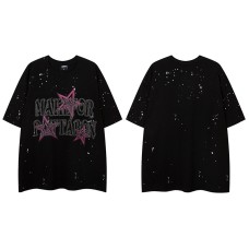 Short Sleeve Round Neck Half-Sleeve Men's Splatter Paint Print Couple T-Shirt