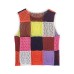 Fashionable  Style Women's Casual Round Neck Sleeveless Color Block Splicing Knitted Top