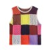 Fashionable  Style Women's Casual Round Neck Sleeveless Color Block Splicing Knitted Top