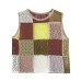 Fashionable  Style Women's Casual Round Neck Sleeveless Color Block Splicing Knitted Top