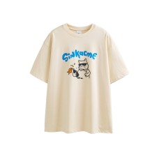 Cartoon print design for men's and women's loose short sleeves