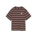 Smiling Embroidered Color blocked Stripe Loose Round Neck Short Sleeve Smiling Embroidered Color blocked Stripe Loose Round Neck Short Sleeve