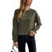 Grid stitched round neck pullover hoodie for women