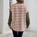 Grid stitched round neck pullover hoodie for women