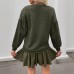 Long sleeved solid color patchwork hoodie dress