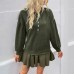 Long sleeved solid color patchwork hoodie dress