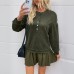 Long sleeved solid color patchwork hoodie dress