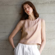 Linen Vest Front and Back Wearable Crop Top Design Sense Women's Sleeveless Loose Waistcoat