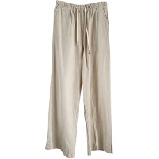 Cotton Linen High-Waist Drawstring Elastic Waist Casual Pants Women Loose Ankle-Length Trousers Summer New Breathable Slimming Straight Leg Pants