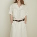 Linen Shirt V-neck Loose  Women's High-end Blouse Summer Wide Silhouette Short-sleeved Turn-down Collar Top
