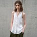 Elegant Retro V-Neck Halter Strapless Top Women Tencel Linen Large Backless Tie Sleeveless Blouse Linen Sexy Camisole Summer