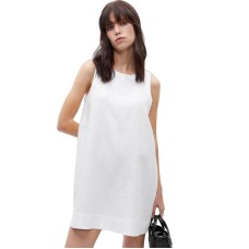 Elegant Pure Linen Dress Women's New Solid Color Simple Sleeveless Tank Dress Casual Commuting Round Neck Dress Summer