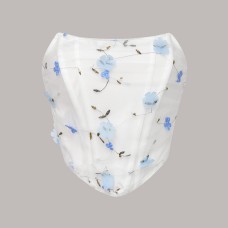 Strapless fishbone embroidered butterfly top
