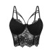 Sexy Lace Inner and Outer Wear Black Fitted Crop Top with Exposed Navel Strap Camisole