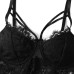 Sexy Lace Inner and Outer Wear Black Fitted Crop Top with Exposed Navel Strap Camisole