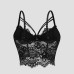 Sexy Lace Inner and Outer Wear Black Fitted Crop Top with Exposed Navel Strap Camisole