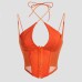 Solid Color Mesh Sheer Sexy Strapless Camisole