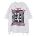 Streetwear Hip-Hop Dark Style Design Necklace Short Sleeve T-Shirt Unisex Loose CasualCouple Top